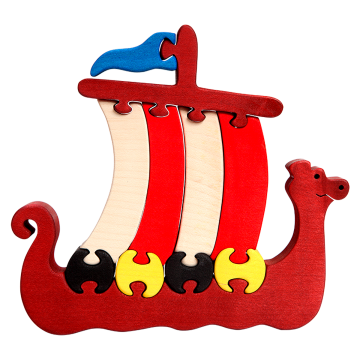 Doprava - Vikingská loď - skladacia puzzle loď